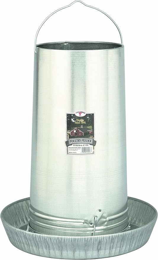Little Giant® Hanging Metal Poultry Feeder | Chicken Feeder | Outdoor Hanging Bird Feeder | Galvanized Steel Feed Container with Hanging Handle | 40 Pound