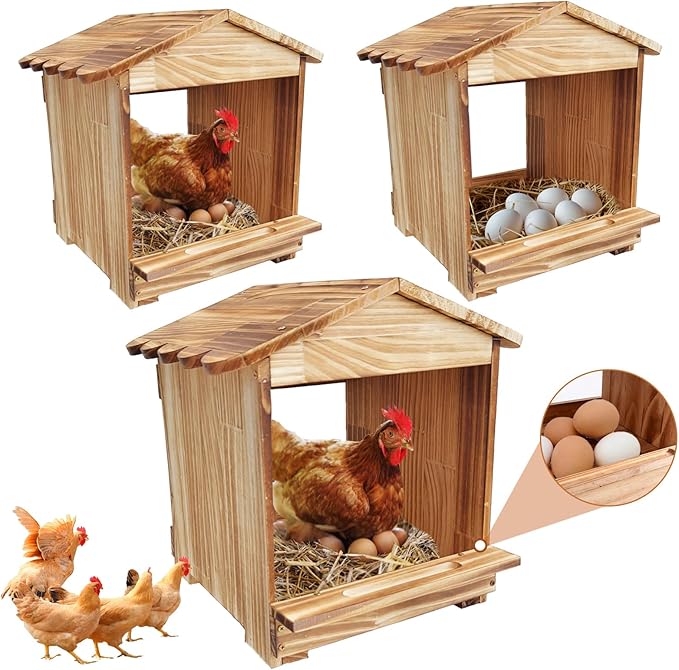 Nesting Boxes for Chickens, Nesting Boxe, Chickens Nesting Box, 3 Compartments - Wall Mount Wooden Egg Laying Nest Box for Chicken Coop,Large Size 11.42' L× 13' W × 14.96' H
