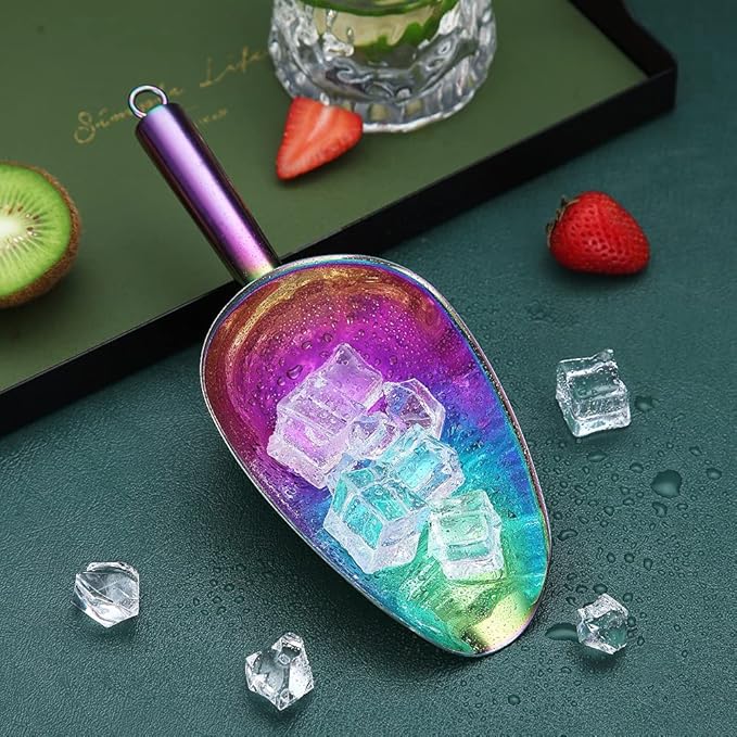 Rainbow Ice Cream Scoop - Premium Stainless Steel for Cookie, Dog Food, Flour, Candy - Dishwasher Safe (8oz/9 Inch)