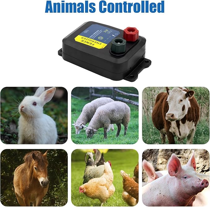 Electric Fence Energizer for Dogs Energizer PE2 0.10 Joule and Spool Aluminum Wire,Livestock Fence Chargers for Containing Dogs, Livestock and Preventing Wild Animals Intruding