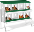 Chicken Nesting Boxes, 8-Compartment Metal Egg Laying Box with Swing Perch and Secure Lid – Versatile Wall Mount or Free Standing Suitable for Various Chicken Breeds - Green with Leg