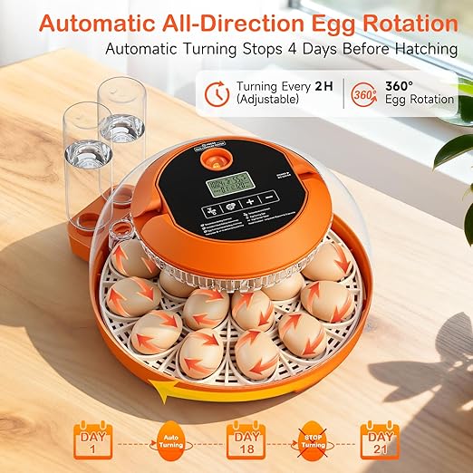 18 Egg Incubators for Hatching Eggs, Egg Incubator with Automatic Egg Turning and Humidity Control, Incubators for Hatching Chicken Ducks Quail Goose Pigeon