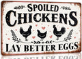 Spoiled Chickens Lay Better Eggs Metal Tin Sign Rustic Farmhouse Kitchen Decor Chicken Coop Accessories Farmhouse Home Kitchen Wall Art Decor 8x12 Inch