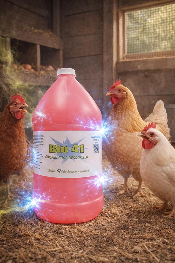 Chicken Coop Deodorizer – All Natural Ingredients for Ammonia Control and Odor Eliminator for Poultry – Works in Coops, Brooders, Next Boxes, Waste Areas, Roosting Area and Bedding – One Gallon