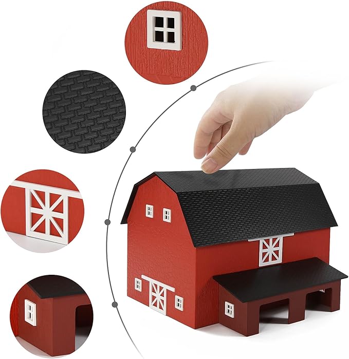HO Scale Deluxe Barn Chicken Coop – Unbuilt Farm Building Kit for Model Layout (Red)