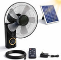 16" Wall Mounted Fan Waterproof, Solar Fans for Outside With Remote Control, Battery Powered Solar Greenhouse Fan, Heavy Duty Outdoor Fans for Patios 3 Speeds, 90° Tilt