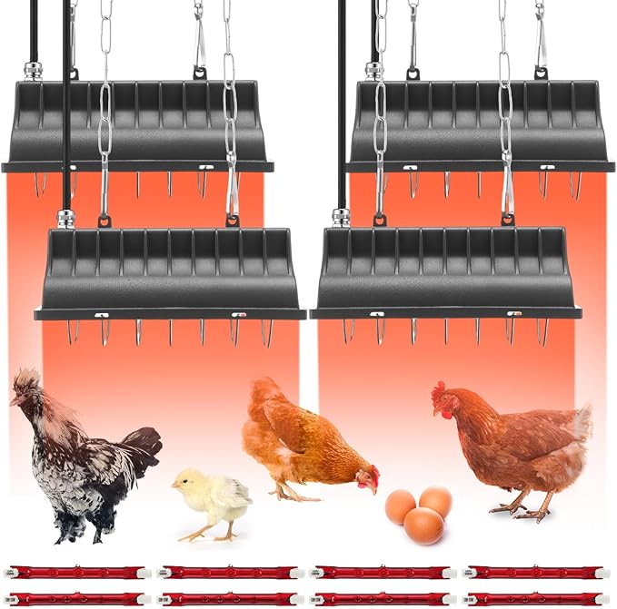 Honoson 4 Pcs Chicken Coop Heater Brooder Heater with Heat Lamp Radiant Chicken Coop Accessories Heat Warmer for Chick Pet Dog Cat(Square)