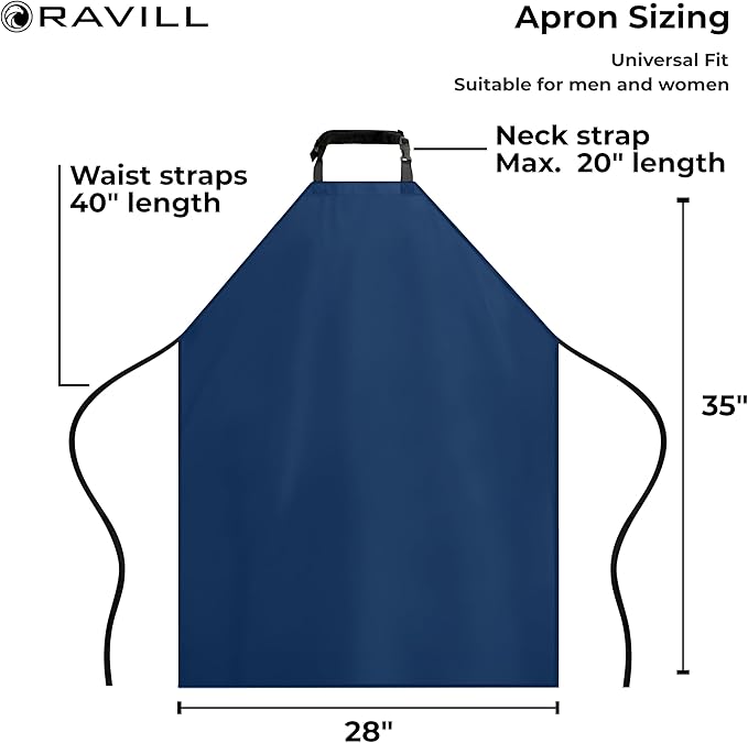 Waterproof Apron For Men and Women - 35" Multi Purpose Work Aprons for Dishwashing, Dog Grooming, Cleaning