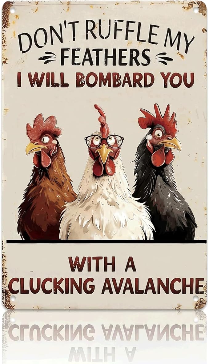 Antique Finish Chicken Coop Metal Sign, Weather-Resistant Tin Sign for Outdoor Garden Decor, Funny Farm Animal Sign, 8x12 Inch Farmhouse Patio Ornament