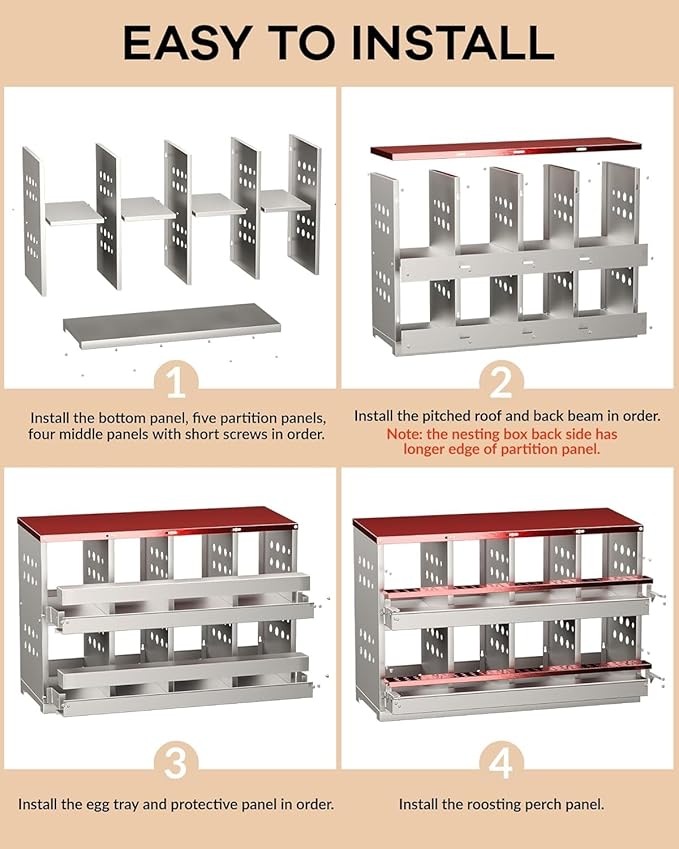 Chicken Nesting Boxes - 8-Hole Metal Chicken Nesting Boxes | Waterproof & Rustproof Laying Boxes for Hens,with Ventilation & Perch, Wall-Mountable Roll Away Egg Laying Box for Hens