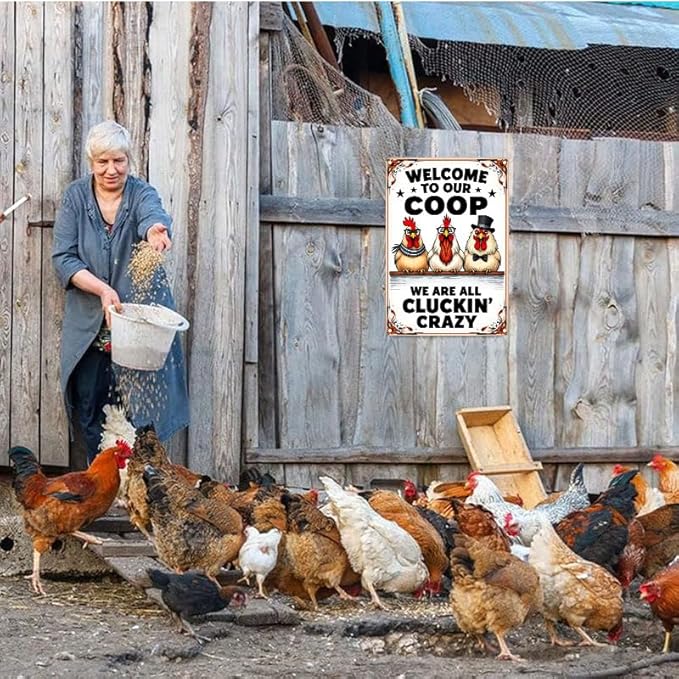 Welcome to Our Coop Funny Chicken Sign Chicken Coop Sign Chicken Decor 12 X 16 Inch