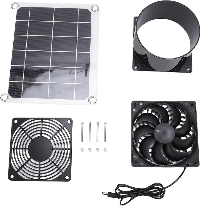 10W Monocrystalline Solar Panel Exhaust Fan - Solar Powered Ventilation for Chicken Coop, Greenhouse, Shed & Pet House