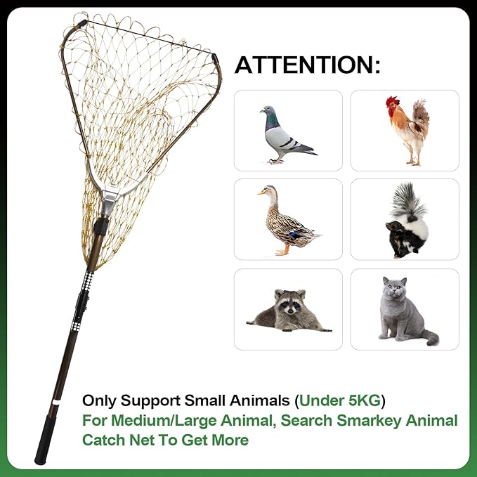 Animal Catch Pole Control Tool Net, Poultry Catching Pole Kit, Cat Chicken Catcher, Poultry Catching Trap Net for Small Animals Support Duck,Goose,Bird, Skunk Bat and Raccoon