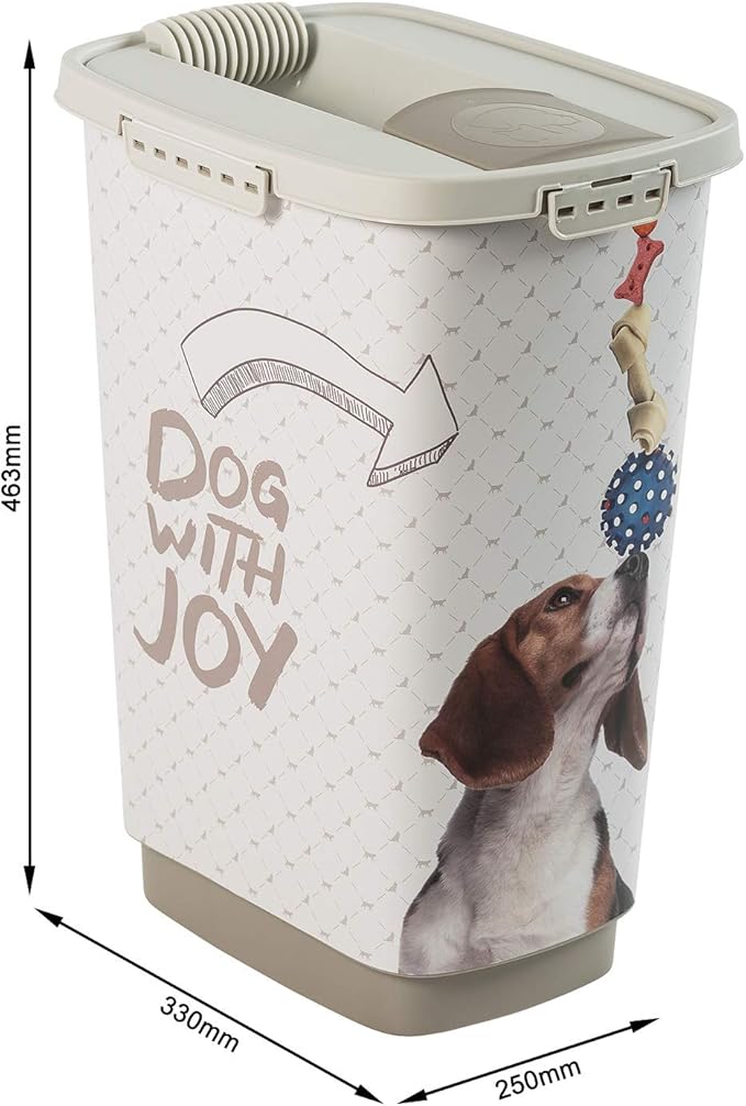 Rotho, Cody, Animal Feed Container 25 l, Plastic (PP) BPA-Free, Anthracite/White, 25l (33,0 x 25,0 x 46,3 cm)