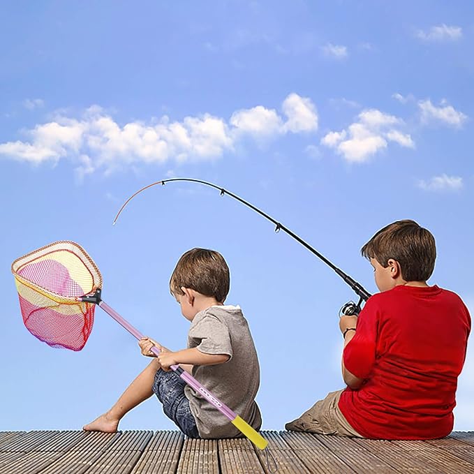 Kids Fishing Net - Telescoping Bait, Minnow, and Butterfly Net With 11.4" Depth, Handle Extends to 30" for Easy Catch and Release