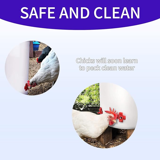 6Pack Horizontal Automatic Poultry Nipples - Easy Install Chicken Quail Duck Watering System