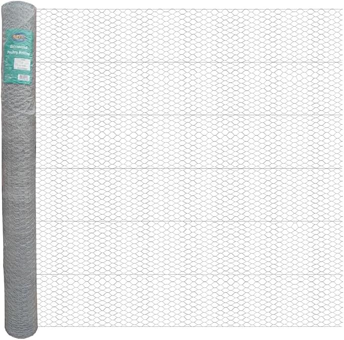 MTB 20GA Galvanized Hexagonal Poultry Netting Chicken Wire 72 inches x 150 feet x 1 inch Mesh