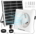 Solar Exhaust Fan – Compact for Small Spaces, Brushless Quiet 6" Ventilation Vent Fan, 25W Solar Panel with Bracket, Anti-Backflow Valve; for Chicken Coops, Pet Houses, Sheds, Greenhouses (White)