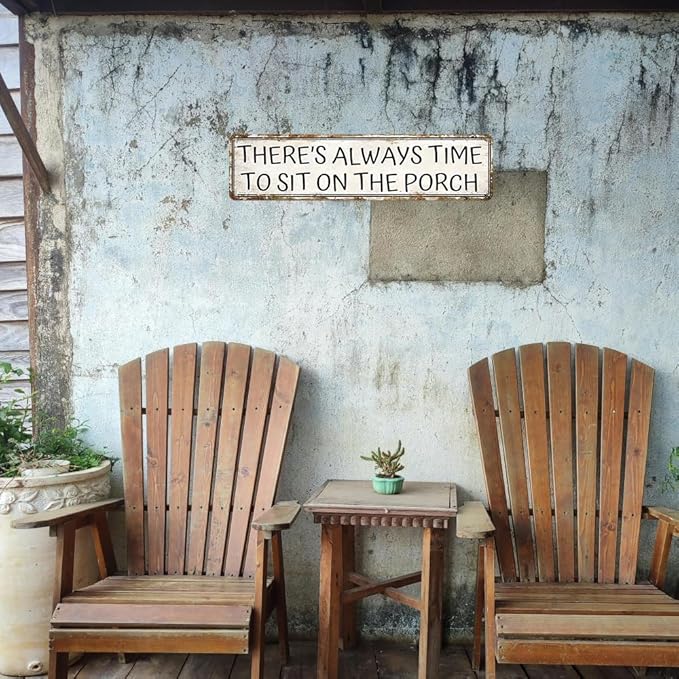 Porch Sign Vintage Metal Tin Sign There's Always Time To Sit On The Porch Metal Tin Sign Porch Signs Outdoor For Home Rustic Farmhouse Porch Wall Art Decor 16x4 Inches