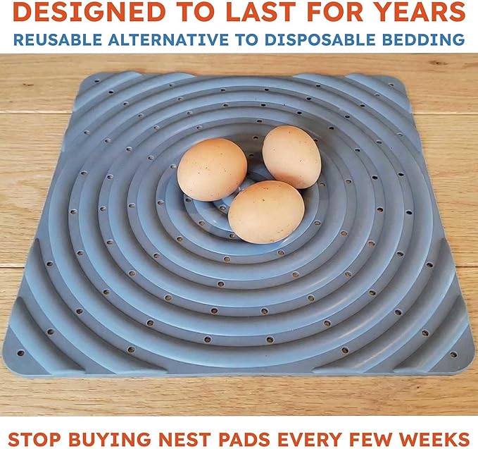 Lil'Clucker Washable Chicken Nesting Pads for Laying Eggs Nesting Pads for Chicken Coop Nesting Chickens Durable Chicken Bedding for Coop, Poultry Nest Box Pads for Chickens (Gray, 8-Pack)