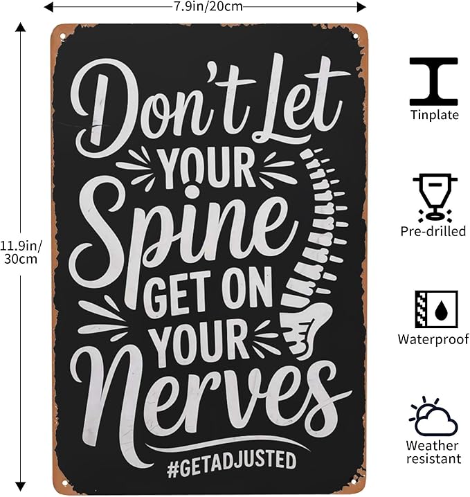 Inspirational quote wall decor featuring Chiropractor Gifts Chiropractic Week Chiropractor Metal Tin Sign Clinic Office Decor Perfect For Hanging In Treatment 8x12 inch metal sign for home office
