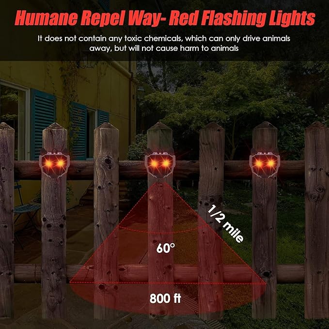 Solar Nocturnal Animal Repeller 8 Pack,Predator Lights for Chicken Coop,Coyote Deterrent Racoon Repellent Outdoor Deer Repellent Solar Predator Deterrent Light Skunk Repellent for Yard Protection