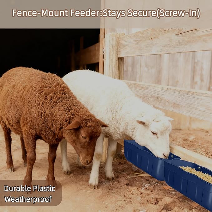 Chicken Feeder Waterer,Hanging Goat Feeders,Feed Trough 3.5 Quart 6 Pack,Hanging Fence Feed Trough for Poultry Livestock,Blue
