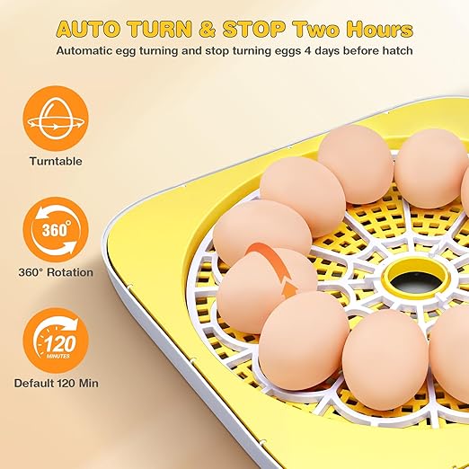 Sailnovo 12 Egg Incubators for Hatching Egg with Auto Egg Turning and Auto Humidification,Incubator for Chicken Eggs,Temperature Control, Egg Candler,Ideal for Farm,School and Lab