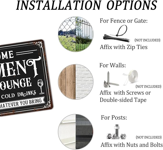 Generic Welcome Basement Bar and Lounge Metal Sign Lounge Accessories Decor Vintage Metal Tin Signs Farmhouse Patio Porch Home Wall Decorations 8x12 Inch
