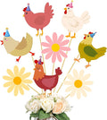 Chicken Themed Centerpiece Sticks Floral Chicken Birthday Table Toppers 16PCS Boho Daisy and Chick Party Decorations Farm Animals Centerpieces for Barnyard Theme Baby Shower Supplies