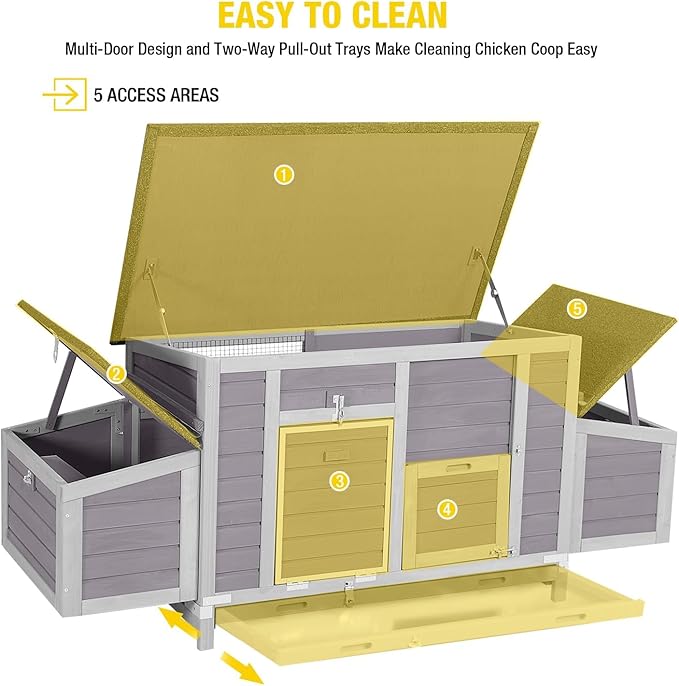Aivituvin Chicken Coop with Two Nesting Boxes Large Wooden Hen House Outdoor Weatherproof Rabbit Hutch Duck Cage (AIR69)