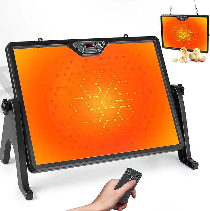 Smart Chicken Coop Heater, 180W Double-Sided Brooding Heating Panel with Thermostat Remote Control Timing & Adjustable Temp, Hanging and Standing Angle Adjustable, for Chicken Home Pet (H88A-Z1)