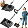 3-in-1 Chicken Poop Scooper & Sifting Shovel, 304 Stainless Steel Handle & Rake, Suitable for Sand, Chicken Coop & Livestock Farm Feces Cleaning, Litter Sifting Shovel (Feces Sifter), 35-62"