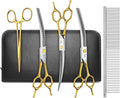 Dog Grooming Scissors,Curved Thinning Shears Curved Chunkers Shears with Safety Round Tips, Sharp and Comfortable 4 in 1 Dog Scissors for Grooming