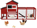 Large Mobile Chicken Coop Wooden with Wheels, Expandable Outdoor Chicken House with Nesting Box & Pull-Out Tray, Easy-Clean Poultry Coop for 2–3 Chickens & Ducks