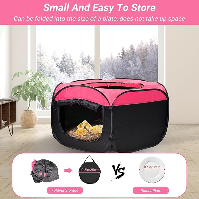 Chicken Brooder Box for Chick Starter Kit,Portable Chick Brooder Pen/Chicken Playpen/Baby Chicken Supplies Brooder Box/Chicken Tent Up to 15 Baby Chick, Duck and Quail