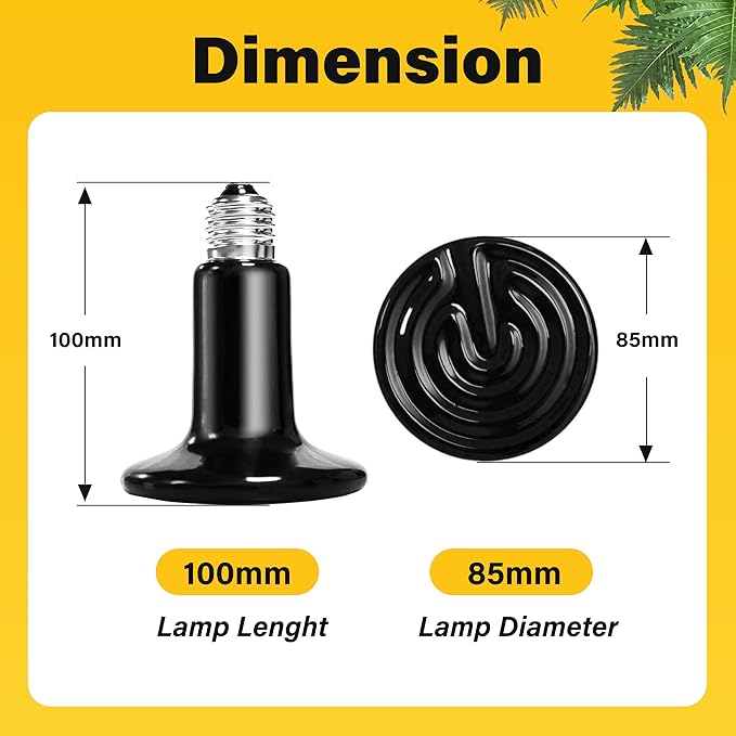 Simple Deluxe 150W Reptile Heat Lamp Bulb Ceramic Heat Emitter No Light Emitting Brooder Coop Heater for Amphibian Pet & Incubating Chicken, 6 Pack Black