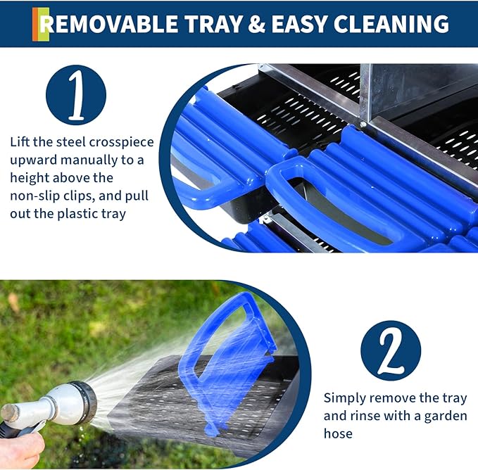 8-Hole Chicken Nesting Box, Roll Away Nest with Removable Tray, Rustproof Galvanized Steel, Easy Egg Collection & Cleaning, Wall-Mount Design - Blue