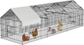 Large 130" Metal Chicken Coop Run with Waterproof Cover – Portable Outdoor Poultry Cage, Rabbit Hutch, Duck House, Pet Playpen – Easy Assembly, Secure Lock, 4-Door Design, All-Weather Enclosure