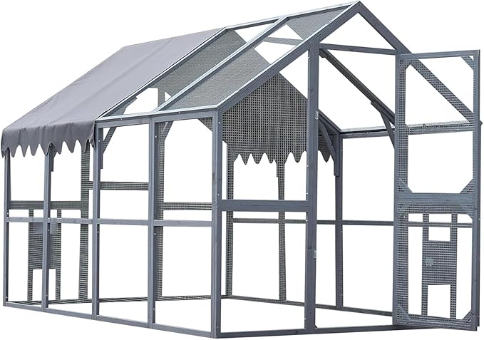 Endark 110" Large Walk-in Chicken Coop: A Spacious Outdoor Yard & Playpen with Waterproof Roof. Features Durable Wood Construction for Superior Rain Protection (Brown) (Grey)