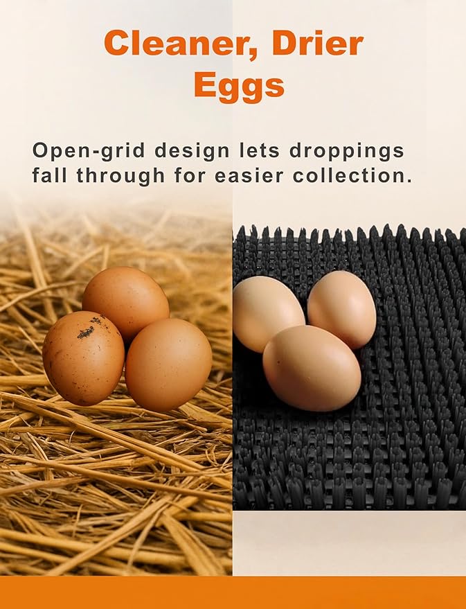 4-Pack Washable Chicken Nesting Pads for Chicken Coop, 13x11in Reusable Nest Box Liners, Trim-to-Fit Open-Grid Bedding for Cleaner Eggs, Heavy-Duty Poultry Supplies (Grey)