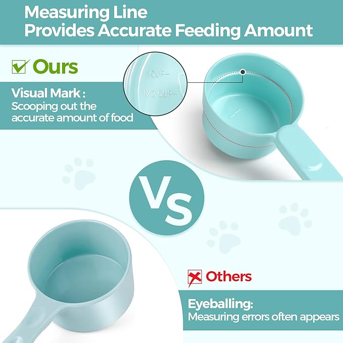 Melamine Pet Food Scoop, Cat Food Measuring Cups, Comfortable Long Handle Scoop for Dog, Cat, Ferret and Rabbit Food, 1 Cup Size Pet Food Feeding Scoop (Blue)