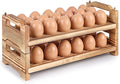 HANSGO 2PCS Countertop Wooden Egg Holders, Egg Container Racks Egg Storage Trays for 18 Fresh Eggs
