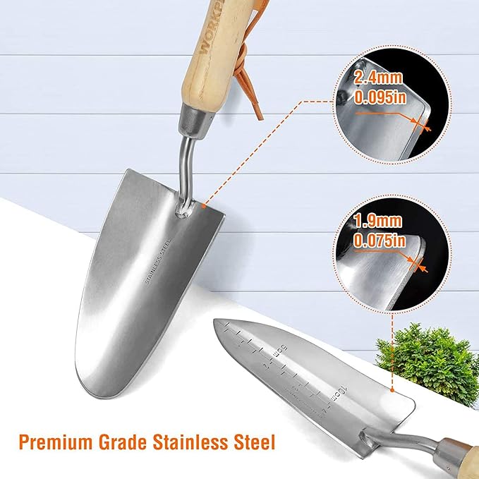WORKPRO W005010WE 4 Piece Garden Tool Set – Heavy-Duty Stainless Steel, Includes 4 Hand Tools (1 Kit)