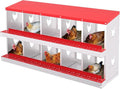 Metal Chicken Nesting Boxes, Heavy-Duty Galvanized Steel Egg Laying Box with 10 Compartments, Rustproof, Easy to Install & Clean, Wall-Mountable Design for Poultry Coops- Red Without Stand