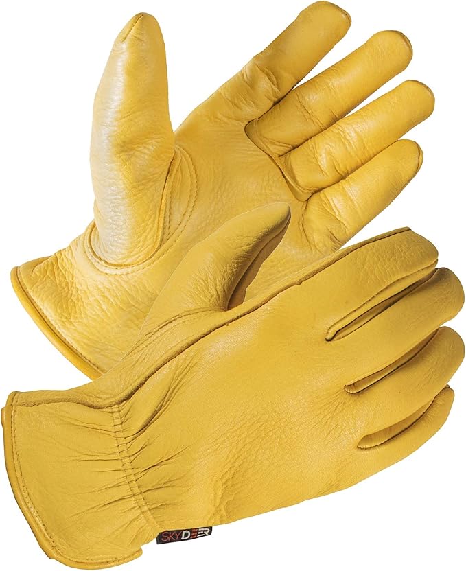 SKYDEER Full Grain Deerskin Leather Gloves for Men and Women, Extra Soft and Hands Protection, 3D Ergonomic Design (SD2210)