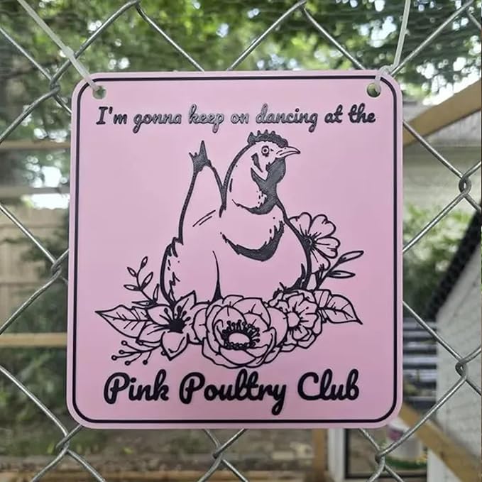 Pink Chicken Coop Sign, Funny Hen Decor Poultry Club for Yard or Barn, Chicken Coop Accessories, Chicken Decor for Country Farm