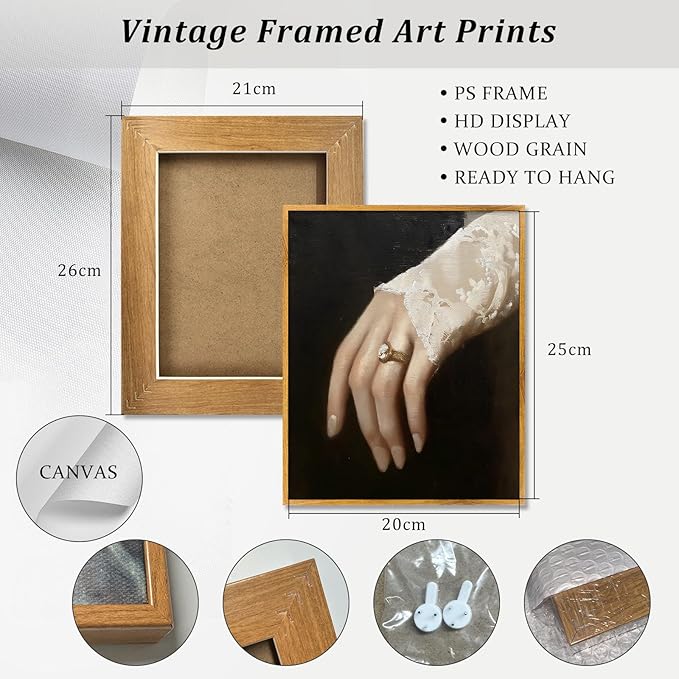 Framed Victorian Woman Artwork Dark Academia Prints Moody Victorian Posters Vintage Women Prints Antique Aesthetic Pictures Academia Hand Posters Moody Woman Painting Elegant Lady Wall Art 8x10inch