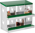 Heavy Duty Galvanized Metal Chicken Nesting Box - Rustproof Egg Laying Box for Hens with Slanted Roof, Rollout Design - Wall Mount or Freestanding Poultry Nest for Chicken Coop (6-Hole)