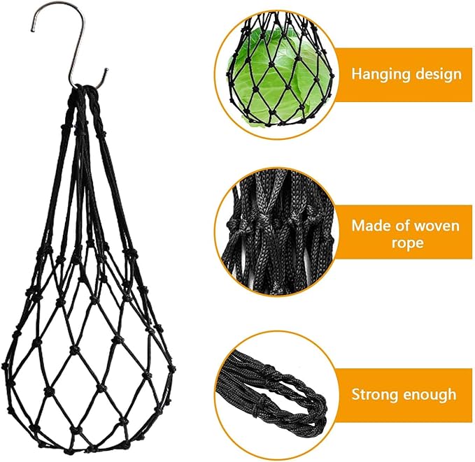 3pcs Hanging Chicken Feeder, Chicken Vegetable String Bag, Poultry Fruit Holder, Chickens Vegetable Hanging Feeder, Cabbage Treat Feeding Tool for Poultry Hens Duck Goose Large Birds